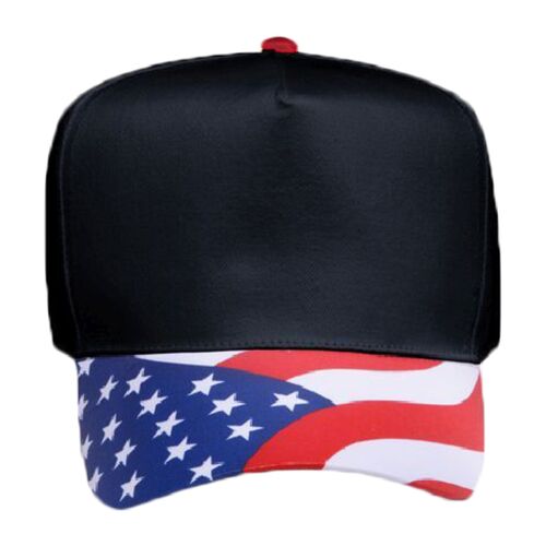 OTTO United States Flag Pattern Visor Cotton Twill Five Panel Low Crown Baseball Cap Thumbnail