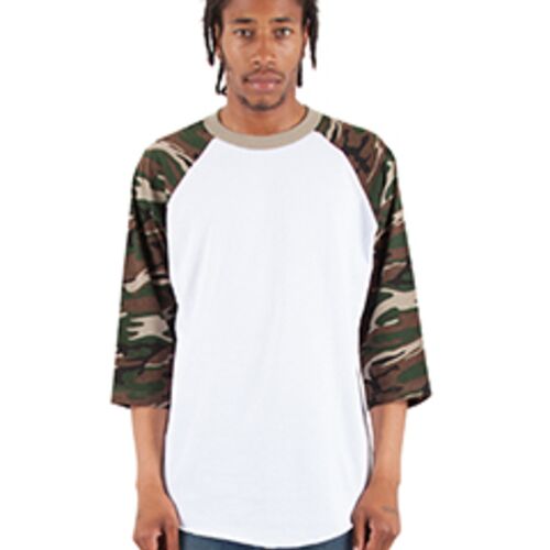 Adult Three-Quarter Sleeve Camo Raglan T-Shirt Thumbnail