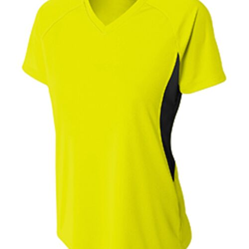 Ladies' Color Block Performance V-Neck T-Shirt Thumbnail