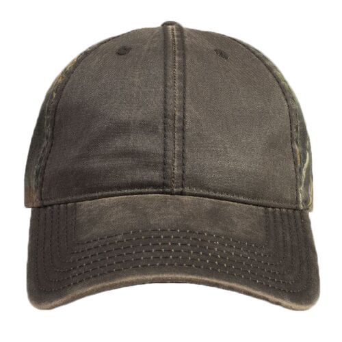 OTTO Garment Washed PU Coated Cotton Blend Canvas w/ Camouflage Cotton Twill Back Six Panel Low Profile Baseball Cap Thumbnail