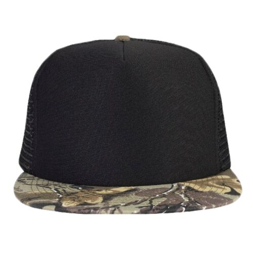 OTTO Polyester Foam Front Camouflage Cotton Twill Round Flat Visor "OTTO SNAP" Five Panel High Crown Mesh Back Trucker Snapback Hat Thumbnail