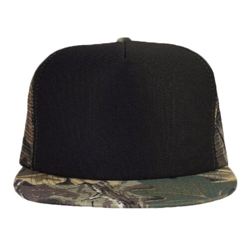 OTTO Polyester Foam Front Camouflage Cotton Twill Round Flat Visor "OTTO SNAP" Five Panel High Crown Mesh Back Trucker Snapback Hat Thumbnail