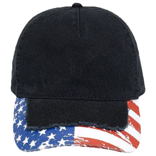 OTTO United States Flag Design Garment Washed Superior Cotton Twill w/ Heavy Stitching Distressed Visor Five Panel Low Profile Baseball Cap Thumbnail