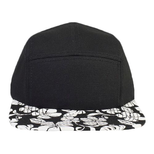 OTTO Superior Cotton Twill w/ Hawaiian Pattern Square Flat Visor Five Panel Camper Hat Thumbnail