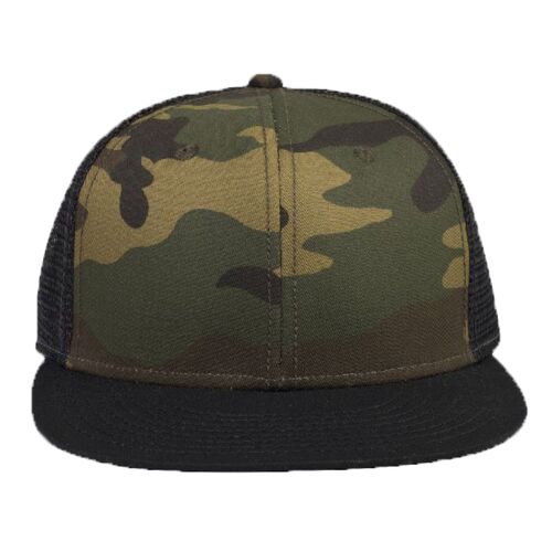 OTTO Camouflage Cotton Twill Round Flat Visor "OTTO SNAP" Six Panel Pro Style Mesh Back Trucker Snapback Hat Thumbnail