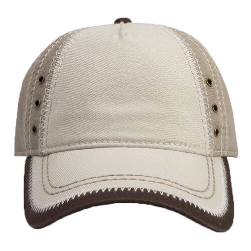 OTTO Garment Washed Superior Cotton Twill w/ Zig Zag Stitching Binding Trim Visor Five Panel Low Profile Dad Hat Thumbnail