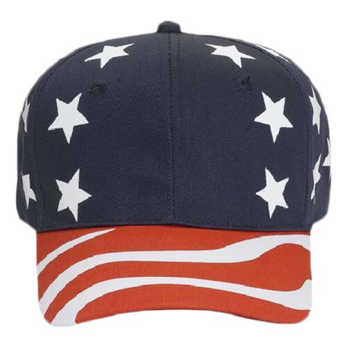 OTTO United States Flag Pattern Cotton Twill Six Panel Pro Style Baseball Cap Thumbnail