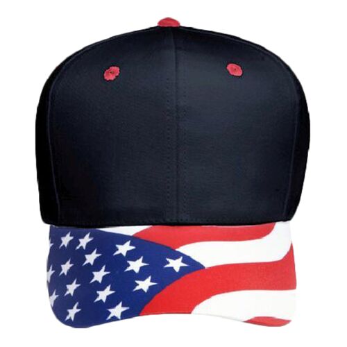 OTTO United States Flag Pattern Visor Cotton Twill Six Panel Low Profile Baseball Cap Thumbnail