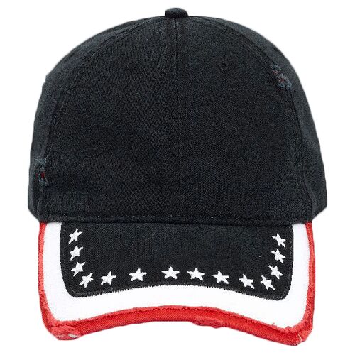 OTTO United States Flag Pattern Garment Washed Distressed Superior Cotton Twill Six Panel Low Profile Baseball Cap Thumbnail