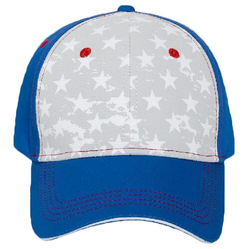 OTTO Star Pattern Cotton Twill Sandwich Visor w/ Contrast Stitching Six Panel Low Profile Baseball Cap Thumbnail