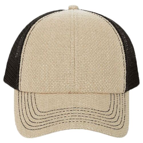 OTTO Burlap Six Panel Low Profile Mesh Back Trucker Hat Thumbnail