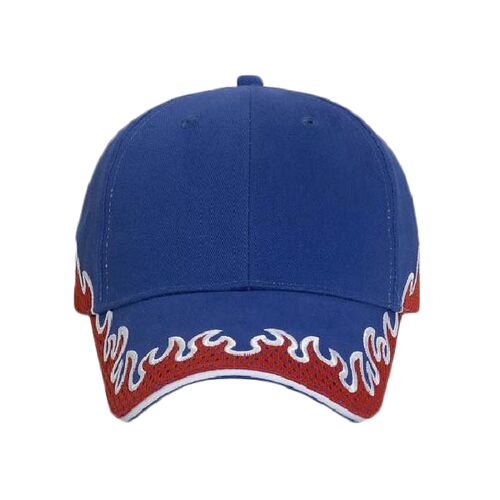 OTTO Flame Pattern Brushed Cotton Twill w/ Polyester Pro Mesh Sandwich Visor Six Panel Low Profile Baseball Cap Thumbnail