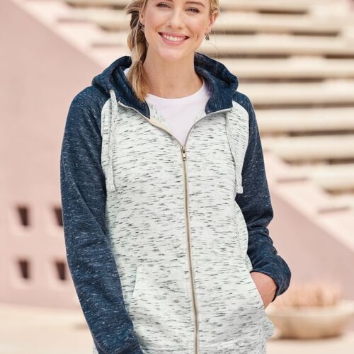 Women’s Mélange Fleece Colorblocked Full-Zip Sweatshirt Thumbnail