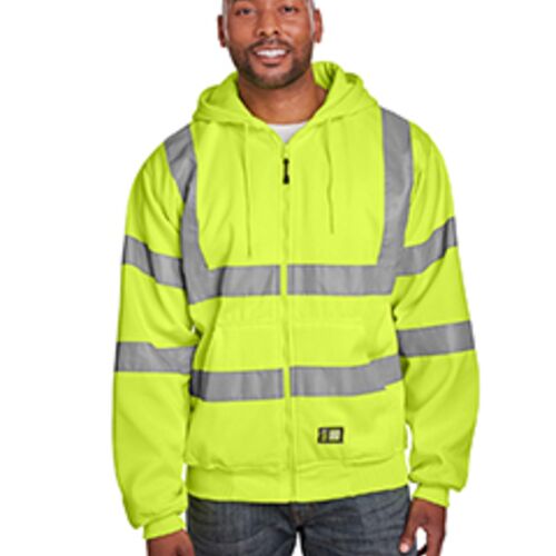 Men's Tall Hi-Vis Class 3 Lined Full-Zip Hooded Sweatshirt Thumbnail